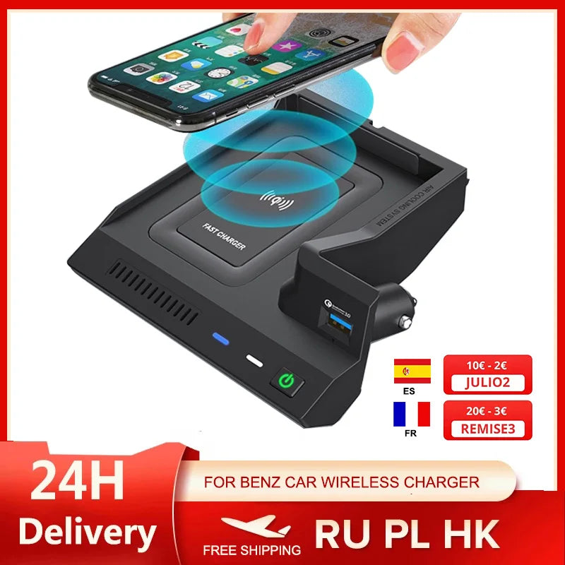 for Mercedes Benz W205 AMG C43 C63 AMG GLC 43 GLC 63 X253 C Class GLC 10W car wireless charger phone charger charging case