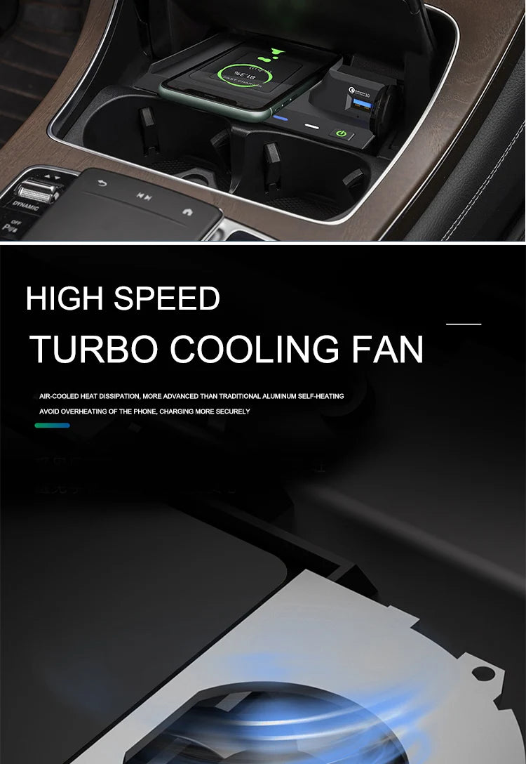 for Mercedes Benz W205 AMG C43 C63 AMG GLC 43 GLC 63 X253 C Class GLC 10W car wireless charger phone charger charging case