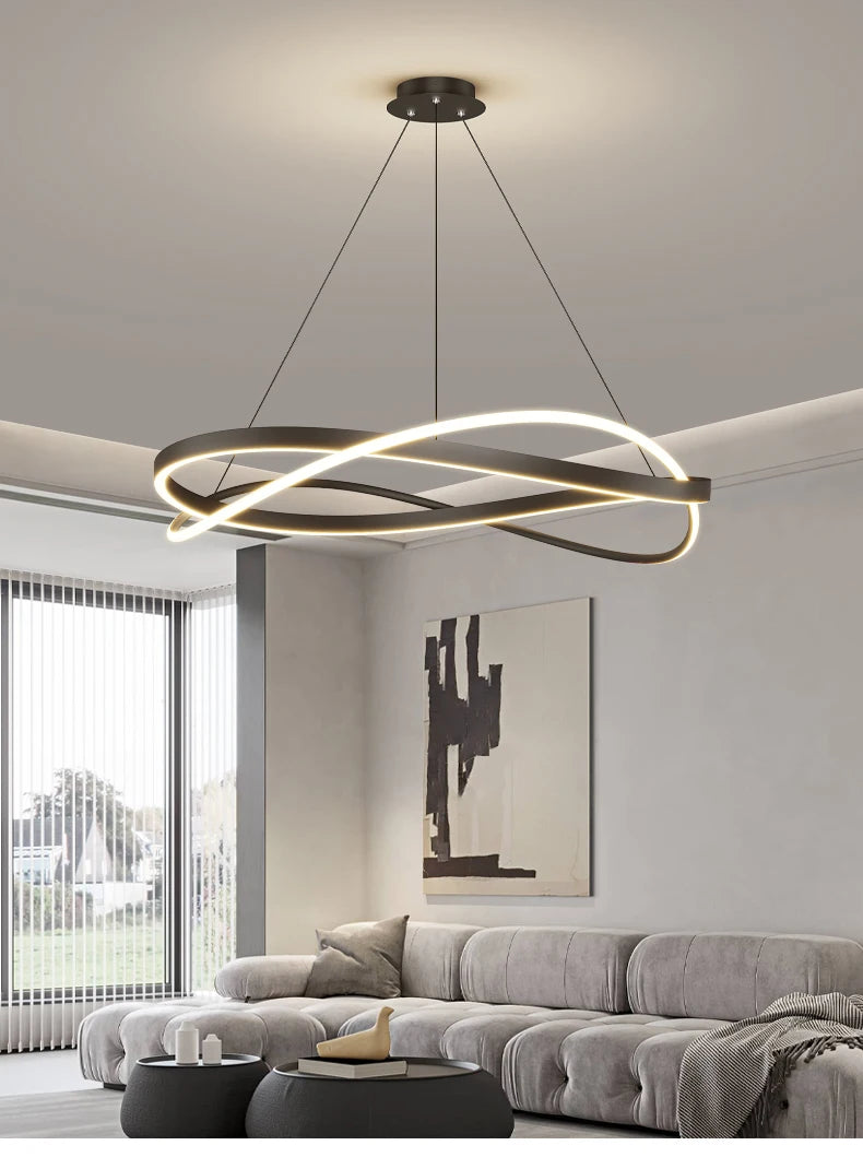 Minimalist Light Luxury Living Room Pendant Lights Post-modern Simple Restaurant Light Bedroom Full Spectrum Smart Chandelier