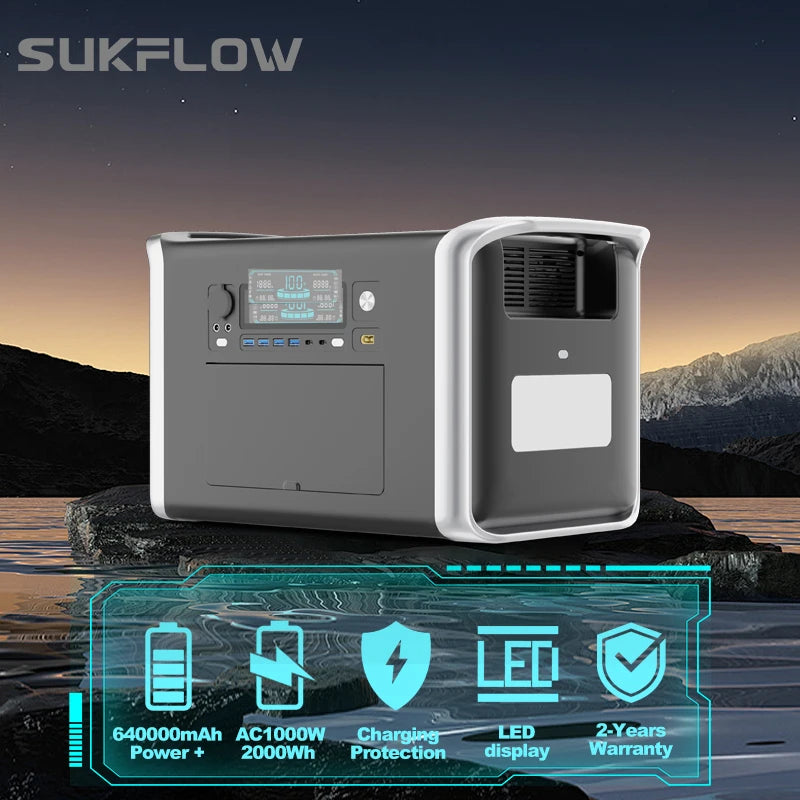 High Power Station 1800W 2600W Camping Portable Power Station 2048WH Solar Generator LiFePo4 Battery 110V 220V Outdoor Emergency