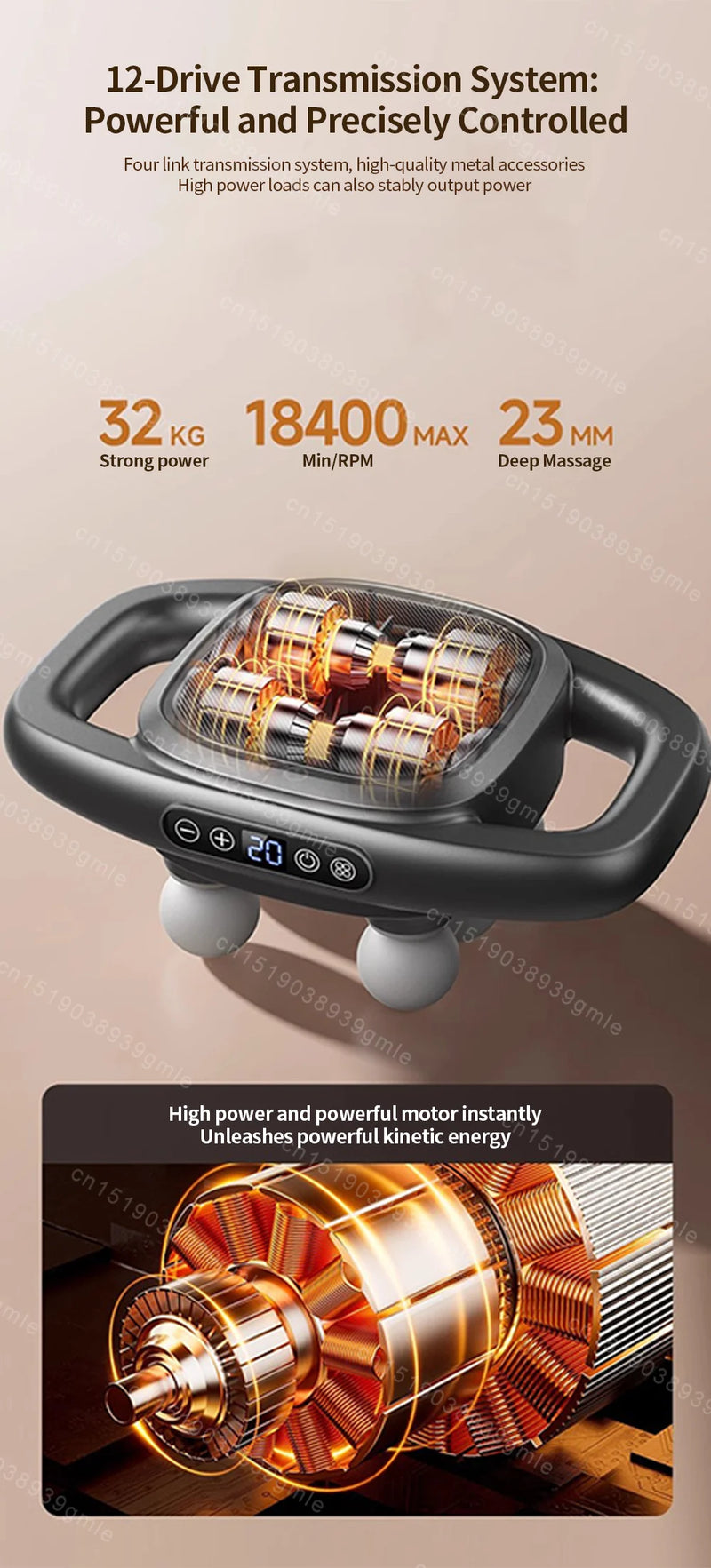 8 Heads Fascial Massage Gun Powerful Vibration Massager Deep Tissue Massage Fascia Gun Shoulder Neck Back Muscle Relax