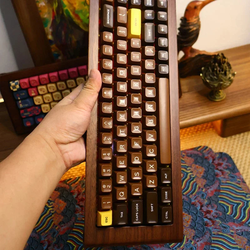 ECHOME Walnut Mechanical Keyboard Kit 68key Wireless Tri-Mode Hot Swap RGB Backlight Custom Wooden Gaming Keyboard for PC Laptop