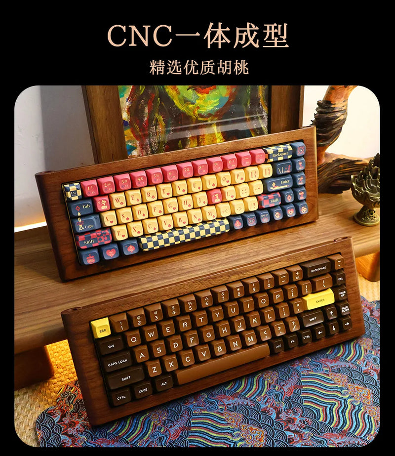 ECHOME Walnut Mechanical Keyboard Kit 68key Wireless Tri-Mode Hot Swap RGB Backlight Custom Wooden Gaming Keyboard for PC Laptop