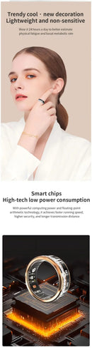 Diamond Smart Ring Titanium Steel Band for Men and Women Bluetooth Waterproof Step Sleep Heart Rate Monitor Wedding Ring Jewelry