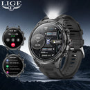 LIGE Men Smart Watch 710mAh Large Battery LED Flashlight Watches 1.85'' HD Screen Bluetooth Call Military Sports Smartwatch Man