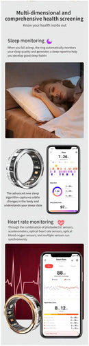Diamond Smart Ring Titanium Steel Band for Men and Women Bluetooth Waterproof Step Sleep Heart Rate Monitor Wedding Ring Jewelry
