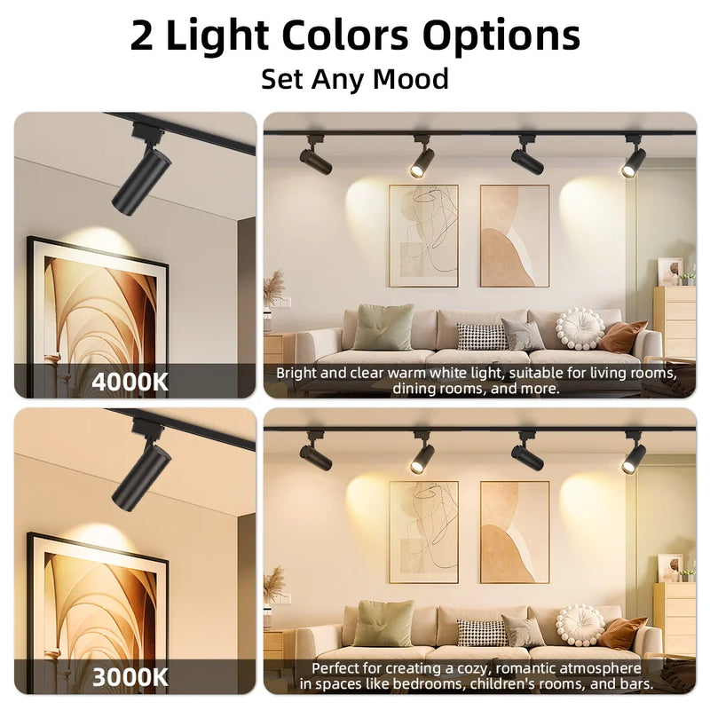 Brightness Control LED Track Light COB Ceiling Lamps 20W Rail Lighting System For Clothing Store Kitchen Smart Home Living Room