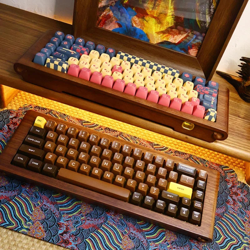 ECHOME Walnut Mechanical Keyboard Kit 68key Wireless Tri-Mode Hot Swap RGB Backlight Custom Wooden Gaming Keyboard for PC Laptop