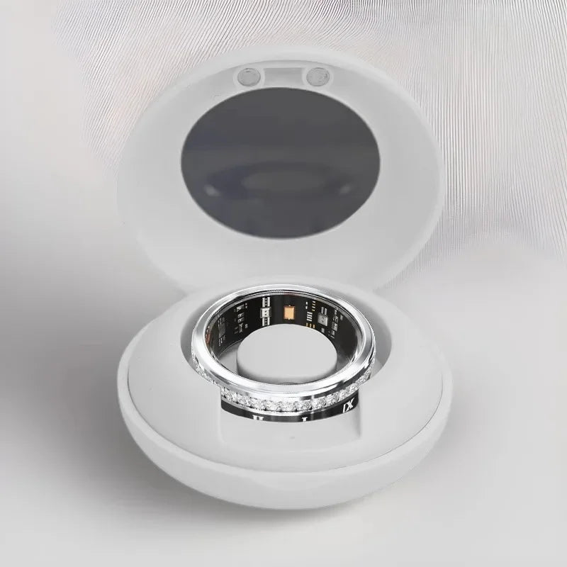 Diamond Smart Ring Titanium Steel Band for Men and Women Bluetooth Waterproof Step Sleep Heart Rate Monitor Wedding Ring Jewelry