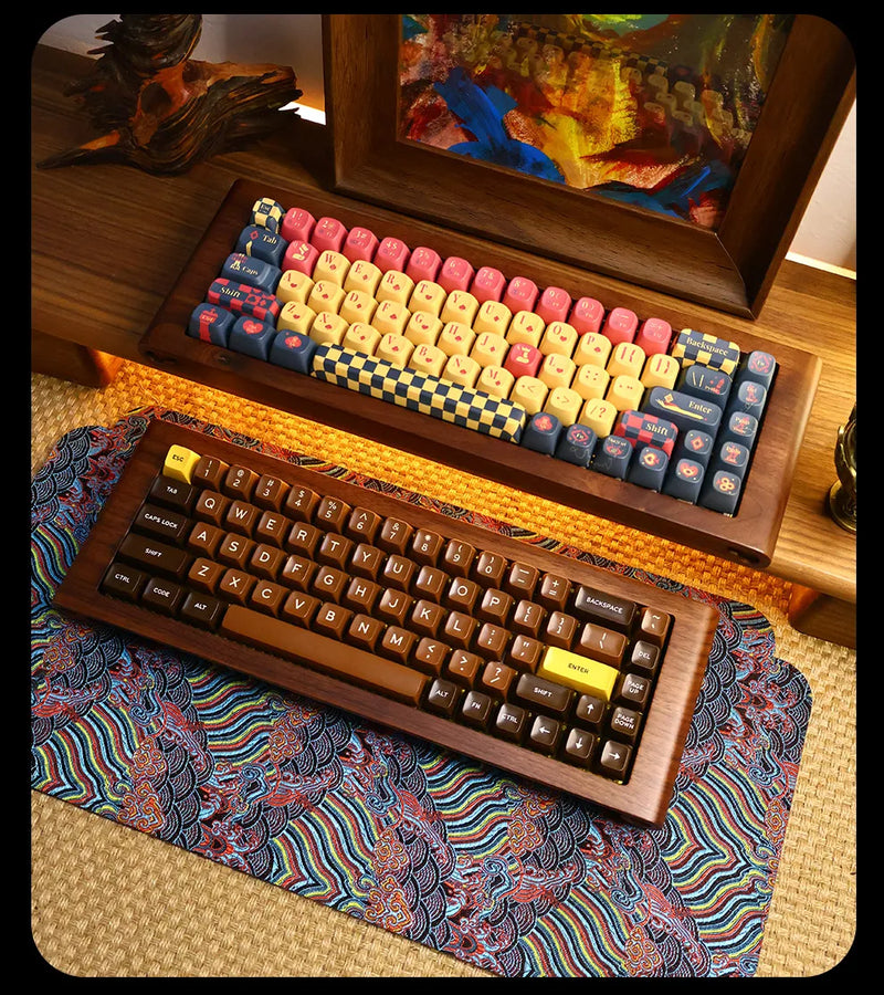 ECHOME Walnut Mechanical Keyboard Kit 68key Wireless Tri-Mode Hot Swap RGB Backlight Custom Wooden Gaming Keyboard for PC Laptop