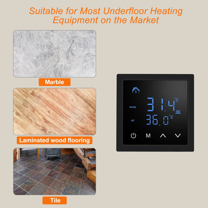 MH-1828 Smart Thermostat 16A Floor Heating Temperature Controller with LED Touch Screen 85-265V Electric Heating Control