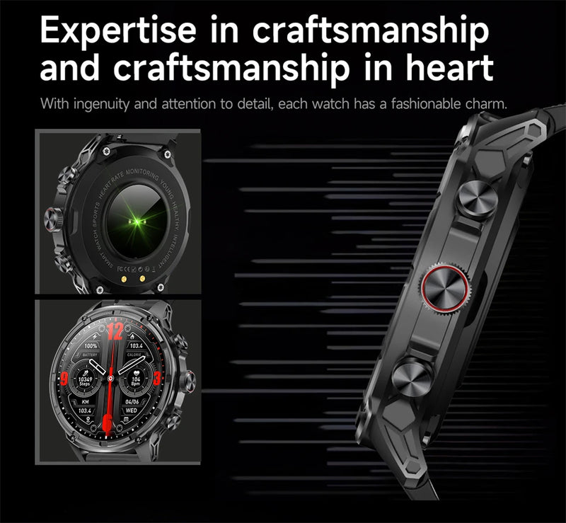 LIGE Men Smart Watch 710mAh Large Battery LED Flashlight Watches 1.85'' HD Screen Bluetooth Call Military Sports Smartwatch Man