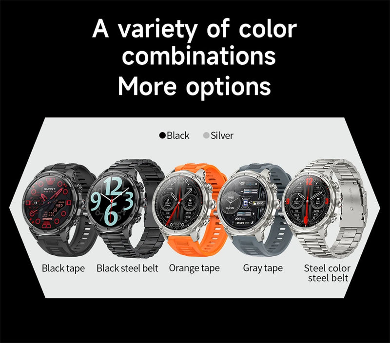 LIGE Men Smart Watch 710mAh Large Battery LED Flashlight Watches 1.85'' HD Screen Bluetooth Call Military Sports Smartwatch Man