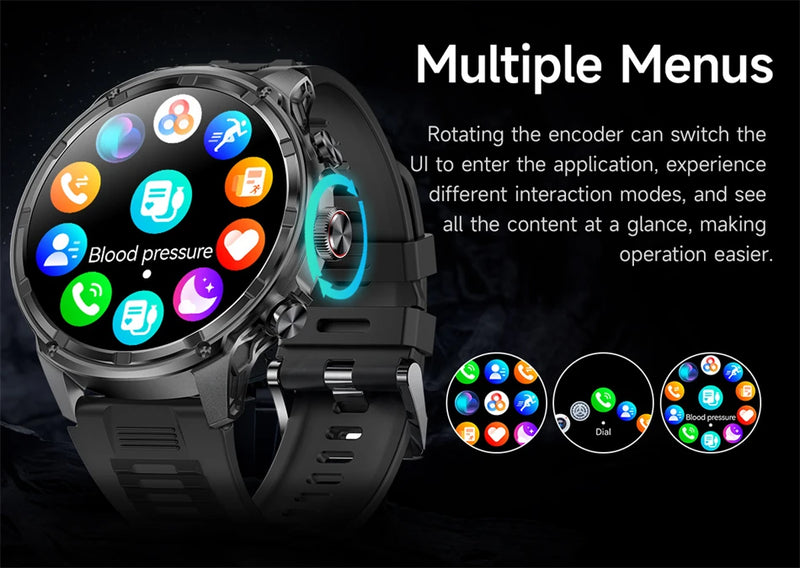 LIGE Men Smart Watch 710mAh Large Battery LED Flashlight Watches 1.85'' HD Screen Bluetooth Call Military Sports Smartwatch Man