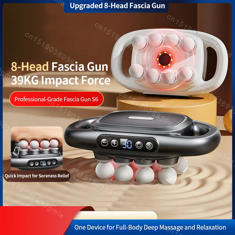 8 Heads Fascial Massage Gun Powerful Vibration Massager Deep Tissue Massage Fascia Gun Shoulder Neck Back Muscle Relax