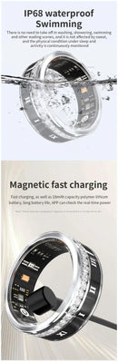 Diamond Smart Ring Titanium Steel Band for Men and Women Bluetooth Waterproof Step Sleep Heart Rate Monitor Wedding Ring Jewelry