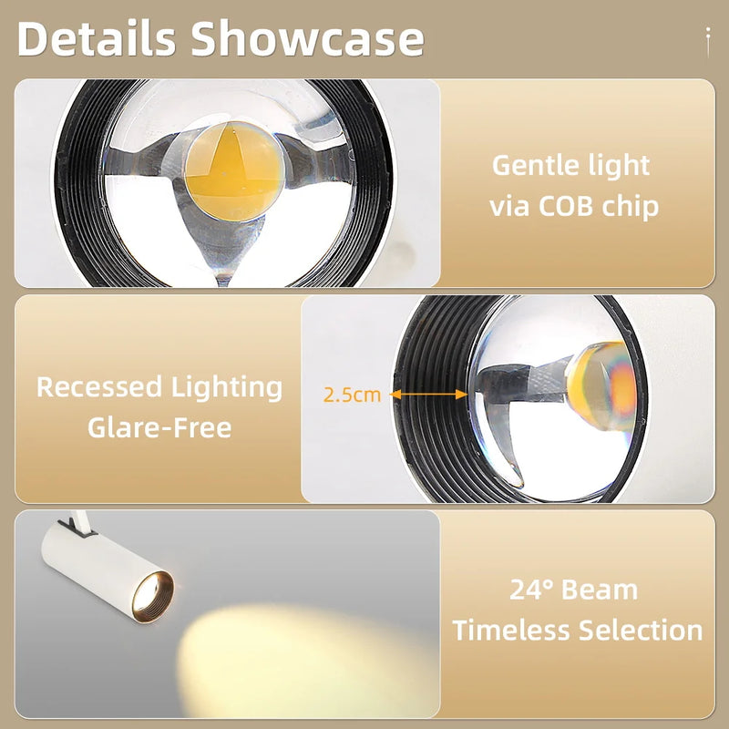 Brightness Control LED Track Light COB Ceiling Lamps 20W Rail Lighting System For Clothing Store Kitchen Smart Home Living Room