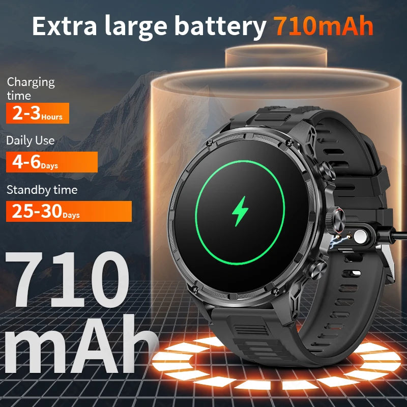 LIGE Men Smart Watch 710mAh Large Battery LED Flashlight Watches 1.85'' HD Screen Bluetooth Call Military Sports Smartwatch Man