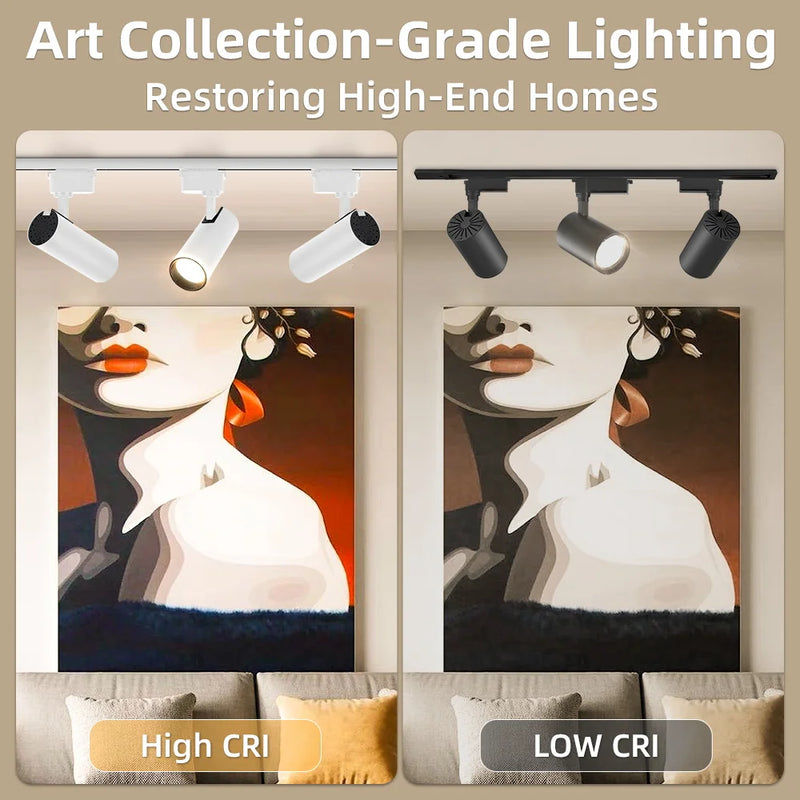 Brightness Control LED Track Light COB Ceiling Lamps 20W Rail Lighting System For Clothing Store Kitchen Smart Home Living Room