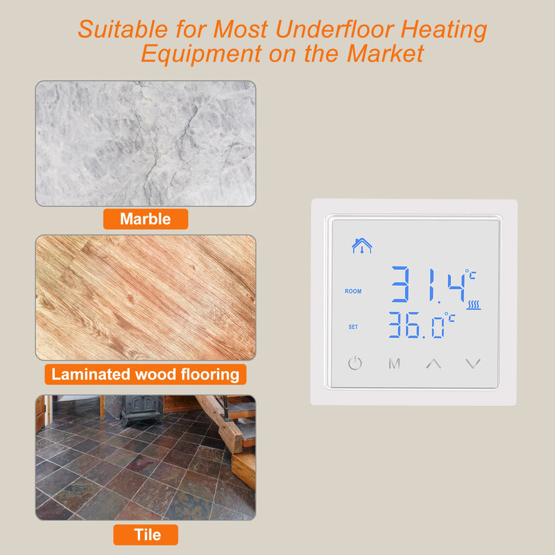 MH-1828 Smart Thermostat 16A Floor Heating Temperature Controller with LED Touch Screen 85-265V Electric Heating Control