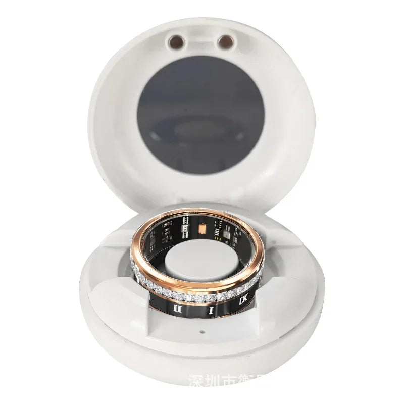 Diamond Smart Ring Titanium Steel Band for Men and Women Bluetooth Waterproof Step Sleep Heart Rate Monitor Wedding Ring Jewelry