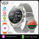 LIGE Men Smart Watch 710mAh Large Battery LED Flashlight Watches 1.85'' HD Screen Bluetooth Call Military Sports Smartwatch Man