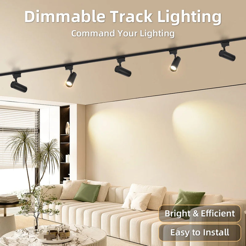 Brightness Control LED Track Light COB Ceiling Lamps 20W Rail Lighting System For Clothing Store Kitchen Smart Home Living Room