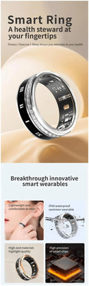 Diamond Smart Ring Titanium Steel Band for Men and Women Bluetooth Waterproof Step Sleep Heart Rate Monitor Wedding Ring Jewelry