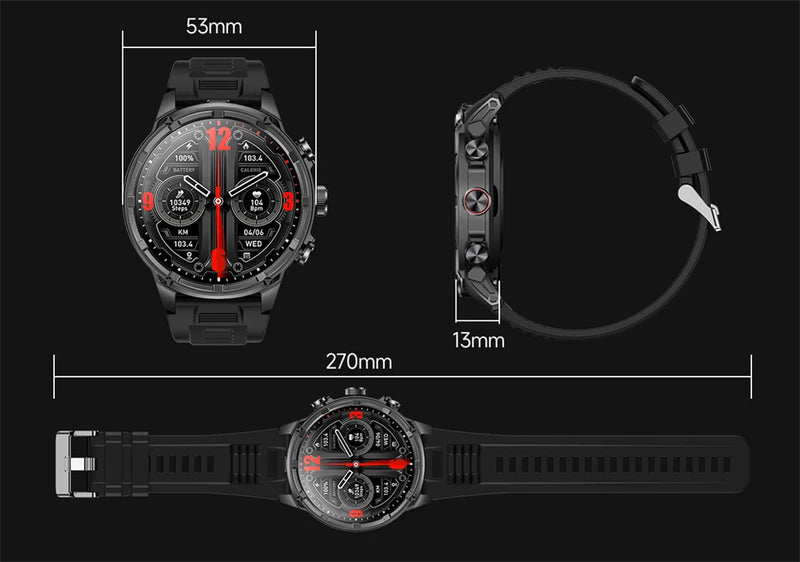 LIGE Men Smart Watch 710mAh Large Battery LED Flashlight Watches 1.85'' HD Screen Bluetooth Call Military Sports Smartwatch Man